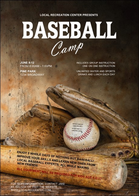 Baseball Camp Club Flyer Product Front