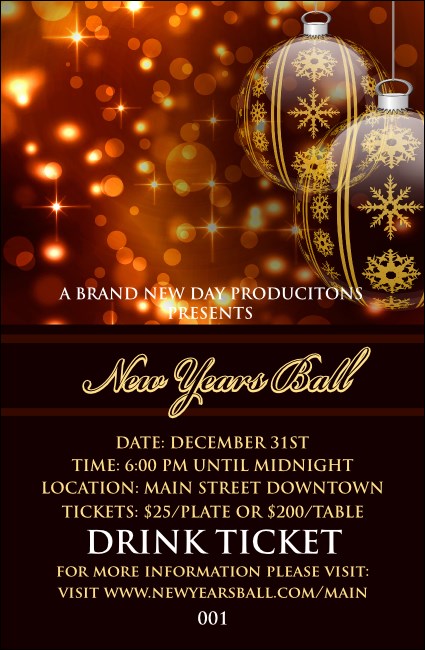 Golden Ornament Drink Ticket Product Front