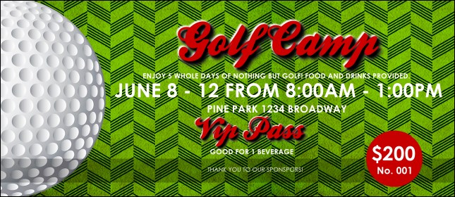 Golf Camp VIP Pass Product Front