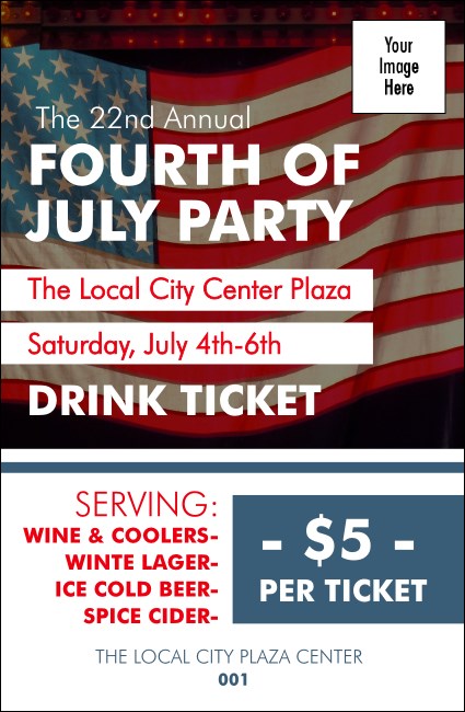 Fourth of July Drink Ticket Product Front