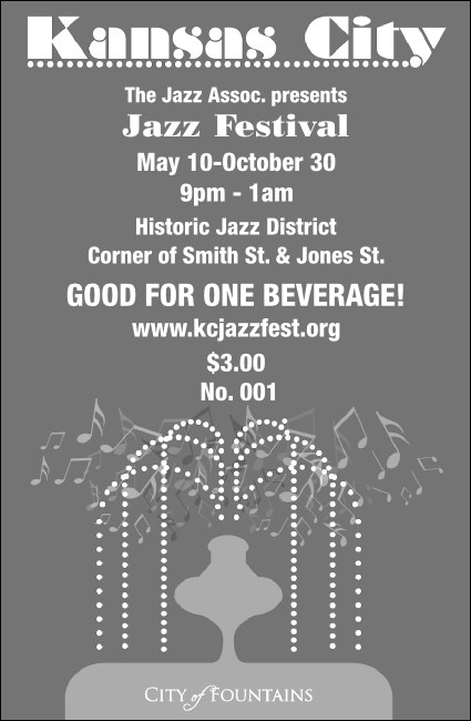 Kansas City Drink Ticket (Black & white)