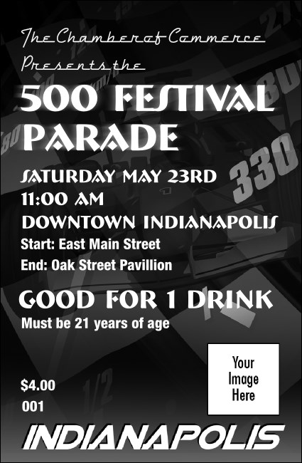 Indianapolis Drink Ticket (black and white)