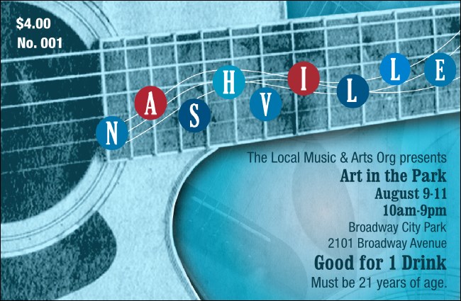 Nashville Drink Ticket Product Front