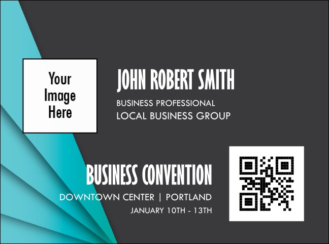 All Purpose Blue Geometric Triangles Economy Event Badge Product Front