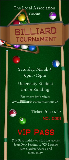 Billiard Tournament VIP Pass Product Front