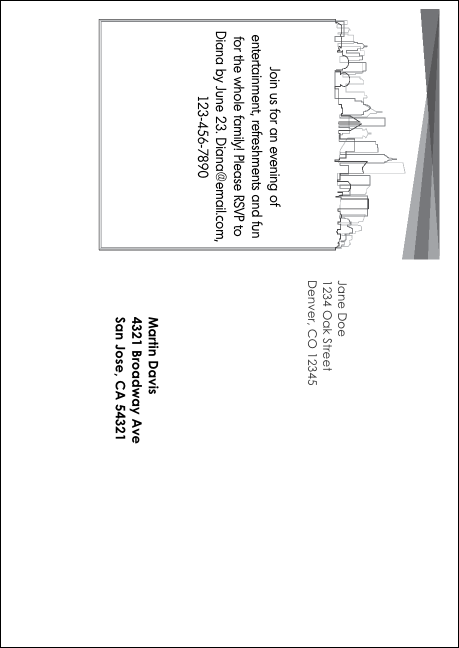 All Purpose Skyline Black and White Postcard Mailer Product Back