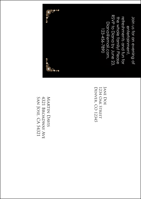 Diamonds Black  Postcard Mailer Product Back