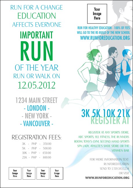 Run for a Cause Blue & Green Postcard