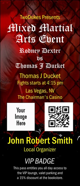 Mixed Martial Art VIP Event Badge Large VIP Event Badge Large Product Front