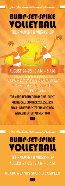 Volleyball Sun Rays Event Ticket Product Front