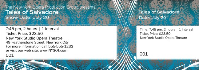 Opera Turquoise General Admission Ticket Product Front