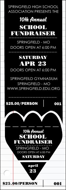 School Notebook Black and White Event Ticket Product Front