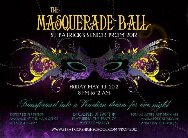 Masquerade Ball Invitation Product Front