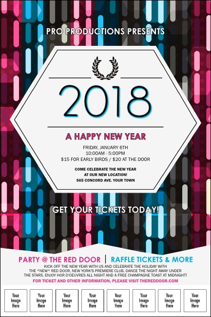 Year Neon Lights Logo Poster