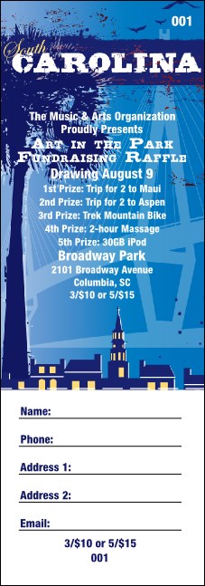 South Carolina Raffle Ticket Product Front