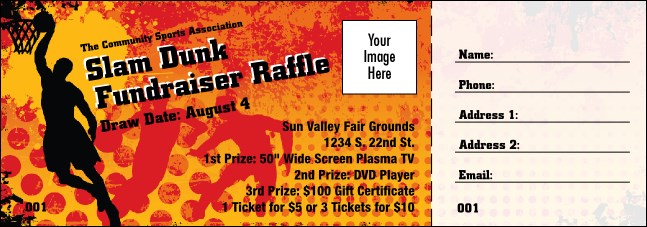 Basketball Dunk Raffle Ticket