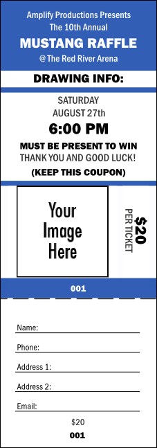Your Image Raffle Ticket 001 (Blue) Product Front
