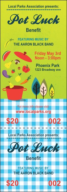 Potluck Benefit Event Ticket Product Front