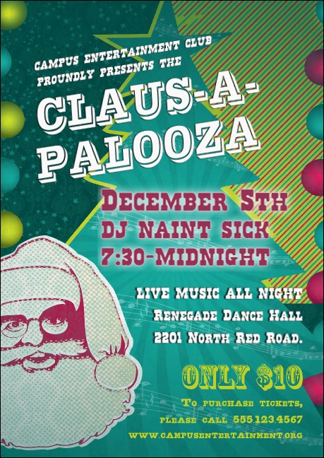 Claus-A-Palooza Club Flyer Product Front