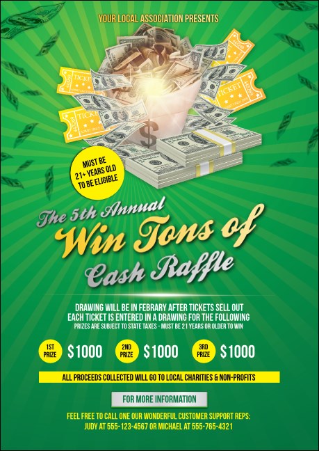 Cash Raffle Green Club Flyer