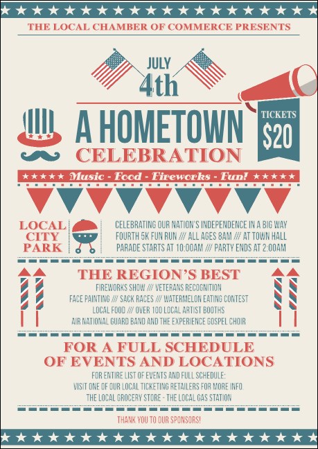 Fourth of July Hometown Club Flyer Product Front