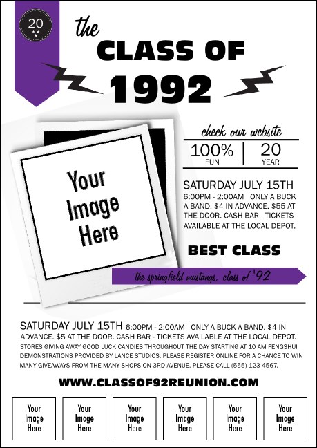 Class Reunion Mascot Purple Club Flyer Product Front