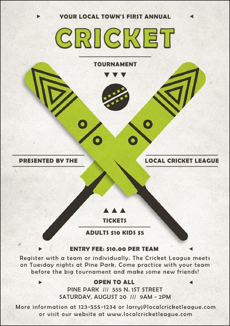 Cricket Club Flyer Product Front